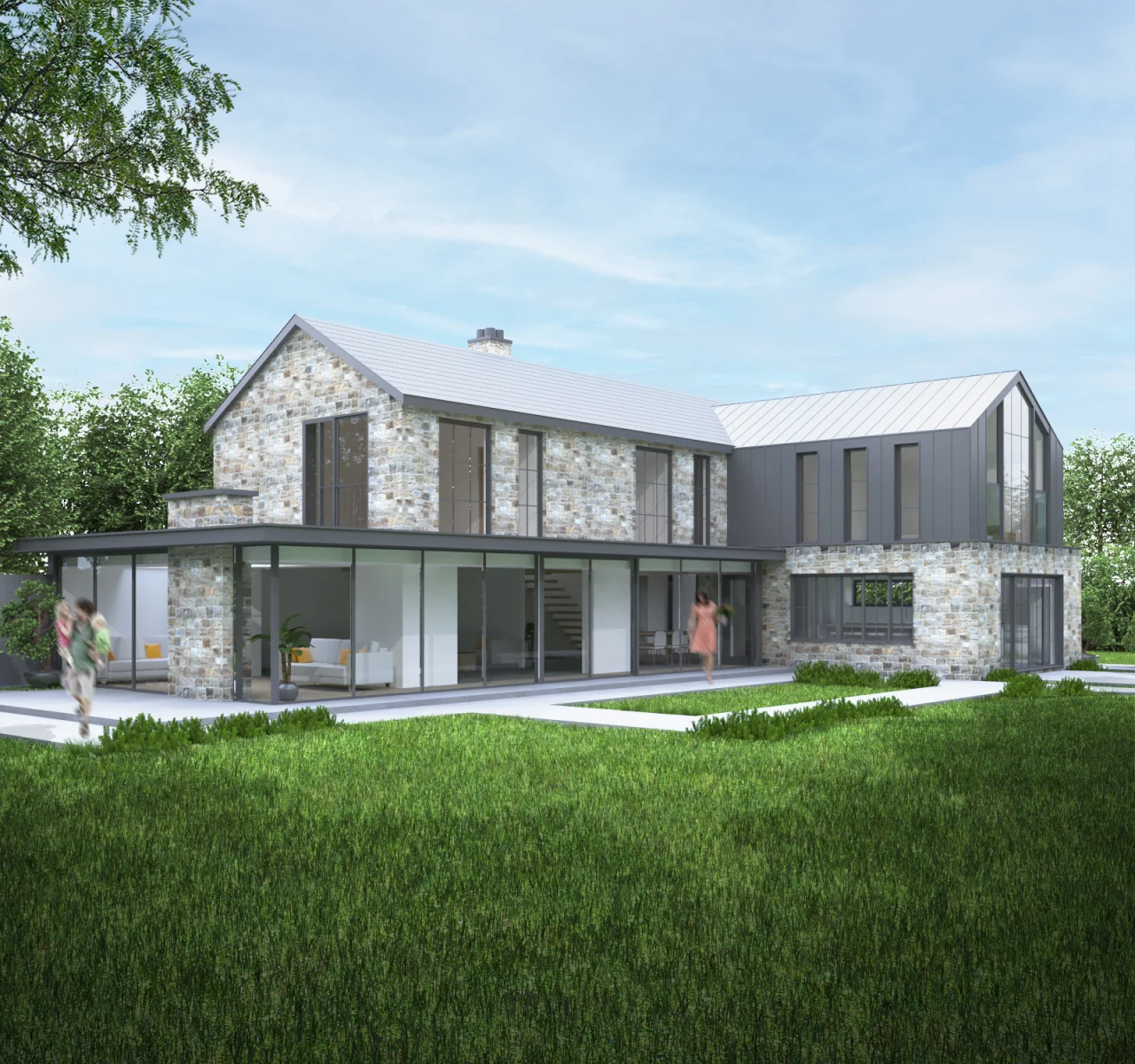 Home 9 Lee House, rural house extension in Yorkshire: exterior visualisation